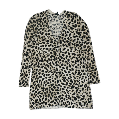 Beige Animal Print Cardigan Sweater