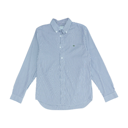 Navy Striped Long Sleeve Button Down