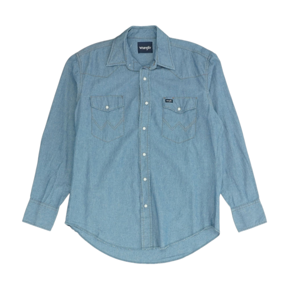 Blue Solid Long Sleeve Button Down
