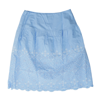 Blue Petite Print Midi Skirt