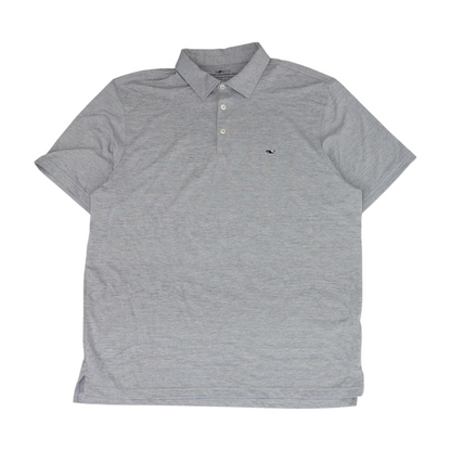 Gray Striped Short Sleeve Polo