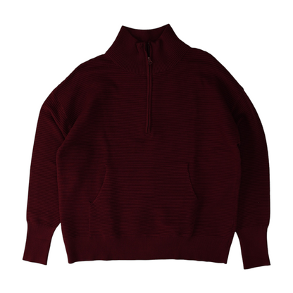 Burgundy Solid 1/4 Zip Sweater