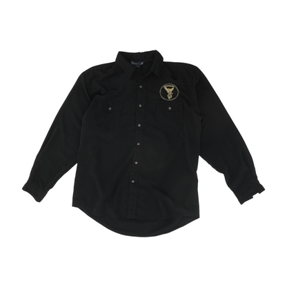 Black Solid Long Sleeve Button Down