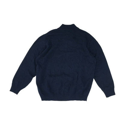 Navy Big & Tall Color Block 1/4 Zip Sweater