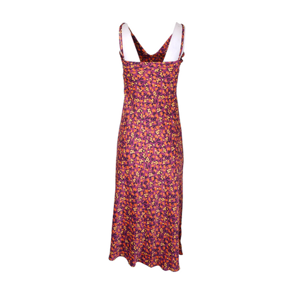 Purple Floral Midi Dress