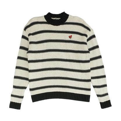 Cream Striped Pullover Sweater