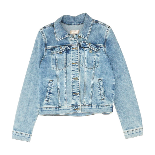 Blue Solid Denim Jacket