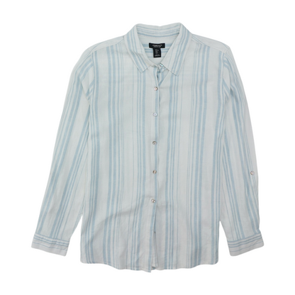 White Striped Long Sleeve Button Down