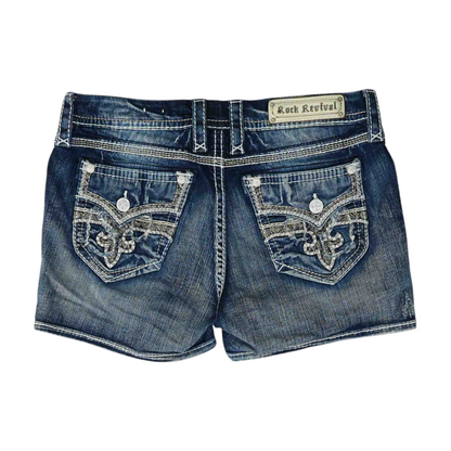 Blue Solid Denim Shorts