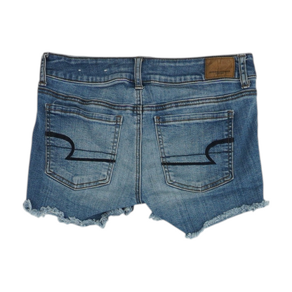 Blue Solid Denim Shorts