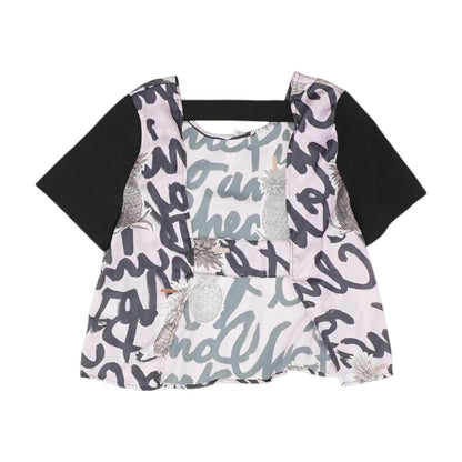 Pink Graphic Short Sleeve Blouse