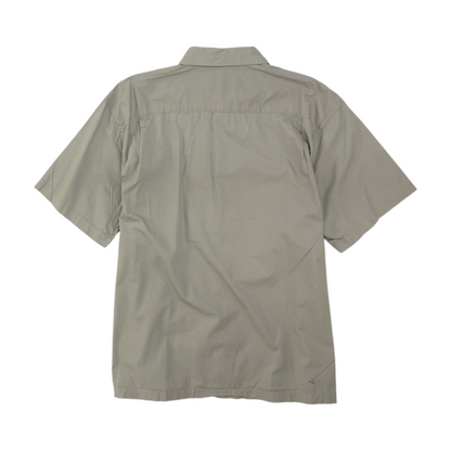 Gray Solid Short Sleeve Button Down