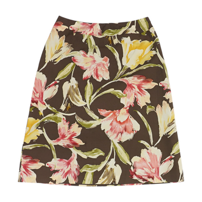 Brown Petite Floral Mini Skirt