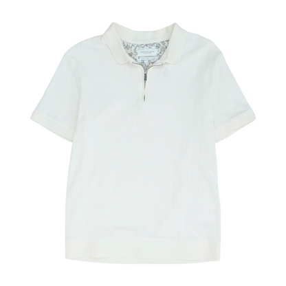 White Solid Short Sleeve Polo