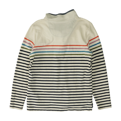 White Striped 1/4 Zip Pullover