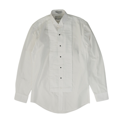 White Solid Tuxedo Button Down