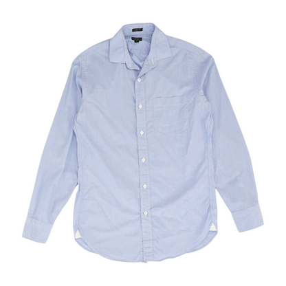 Blue Solid Long Sleeve Button Down