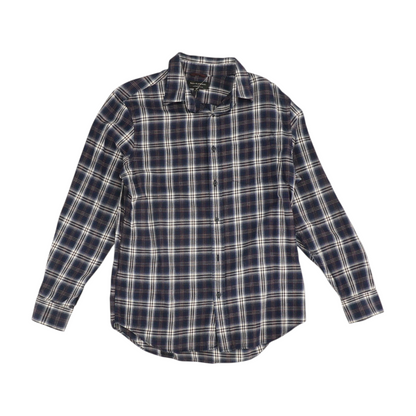 Navy Plaid Long Sleeve Button Down