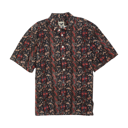 Red Graphic Short Sleeve Button Down