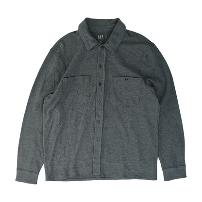 Gray Solid Flannel Button Down