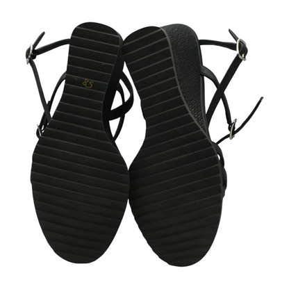 Black Wedged Sandals