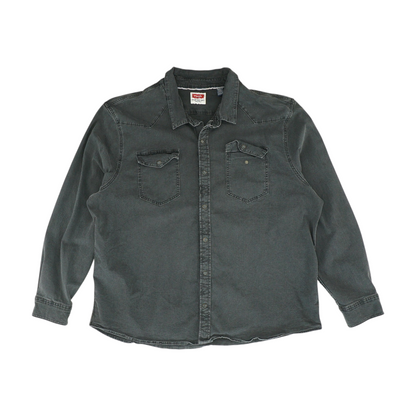 Black Solid Long Sleeve Button Down