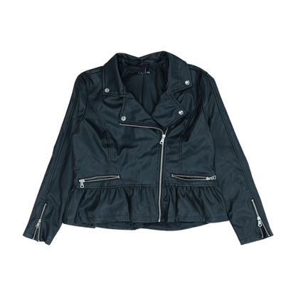 Black Solid Leather Jacket