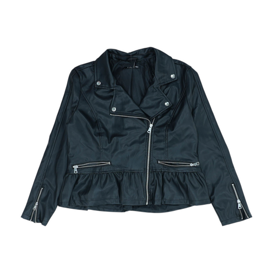 Black Solid Leather Jacket