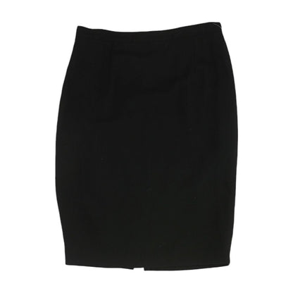 Vintage Black Solid Midi Skirt