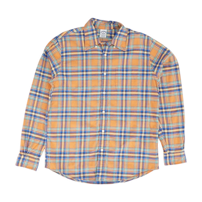 Orange Plaid Flannel Button Down