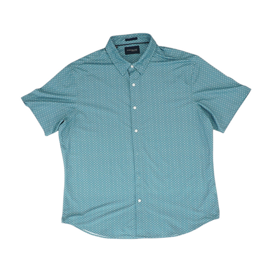 Teal Print Short Sleeve Button Down