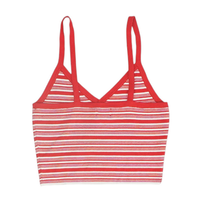 Red Striped Cropped Blouse
