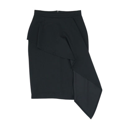 Black Solid Midi Skirt
