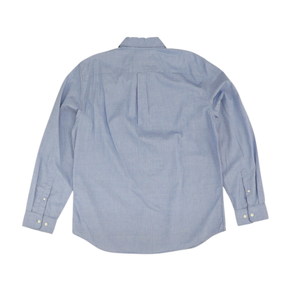 Blue Solid Long Sleeve Button Down