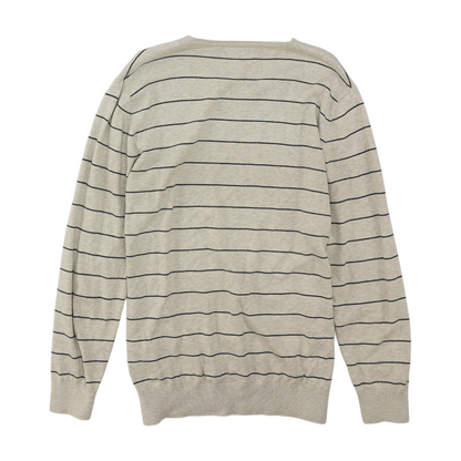 Gray Striped Pullover Sweater