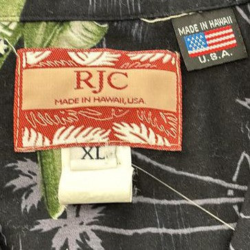 Vintage Black Tropical Short Sleeve Button Down