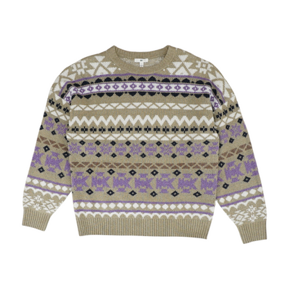 Brown Print Pullover Sweater