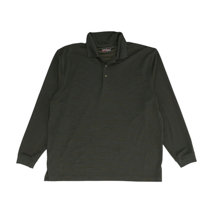 Charcoal Striped Long Sleeve Polo