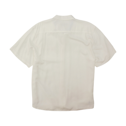 White Solid Short Sleeve Button Down
