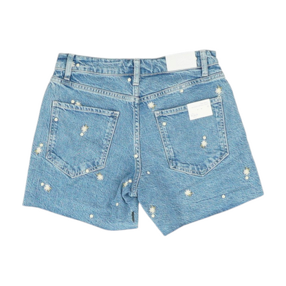 Blue Floral Denim Shorts