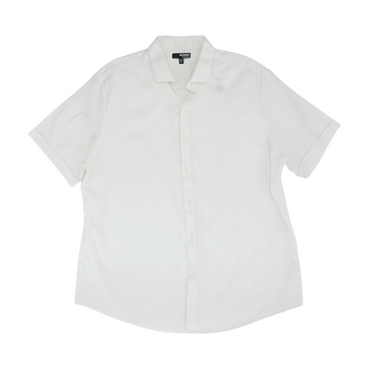 White Solid Short Sleeve Button Down