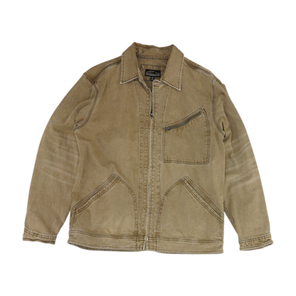 Brown Solid Denim Jacket
