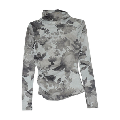 Gray Floral Blouse