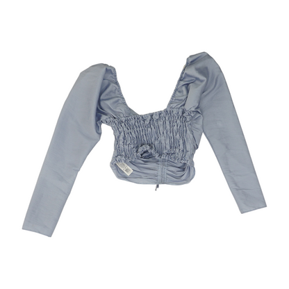Blue Solid Long Sleeve Blouse