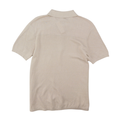 Beige Solid Short Sleeve Polo
