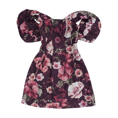 Maroon Floral Mini Dress