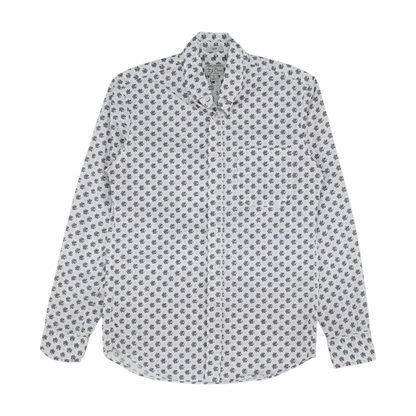 White Floral Long Sleeve Button Down