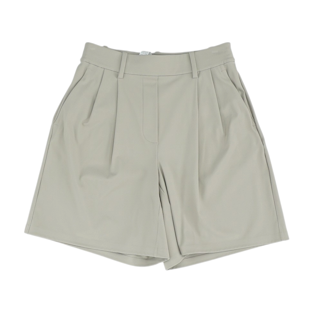 Beige Solid Casual Shorts