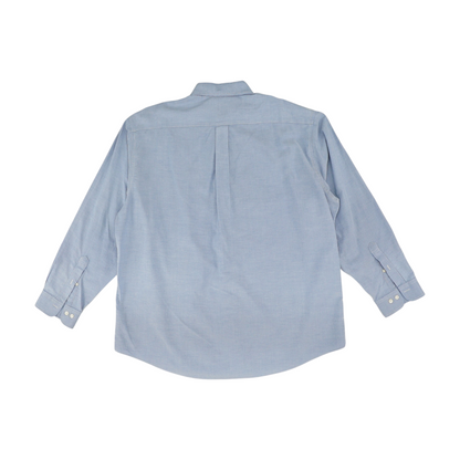 Blue Solid Long Sleeve Button Down