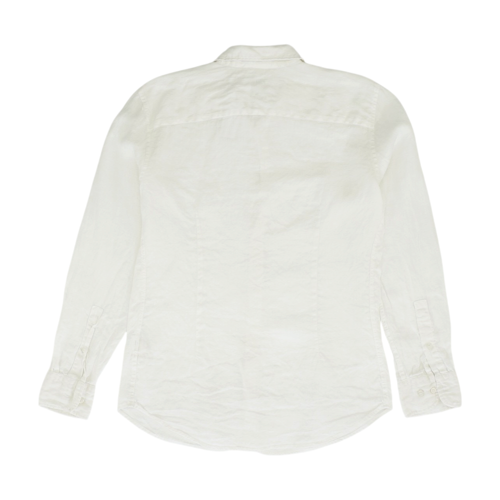 White Solid Long Sleeve Button Down